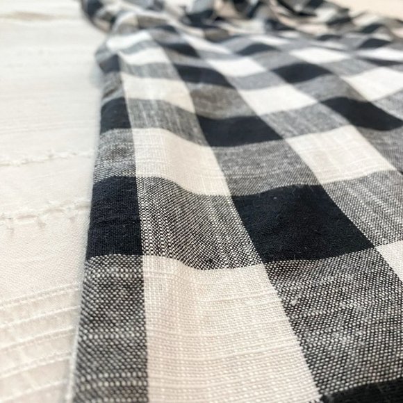 FOREST LILY BLACK WHITE GINGHAM LINEN BLEND TIE FRONT CROPPED WIDE LEG JUMPSUIT - Picture 9 of 10